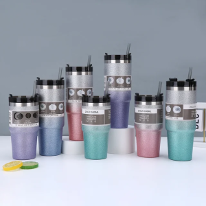 3 Way Stainless Steel Diamond Vacuum Cup With Straw 600ml