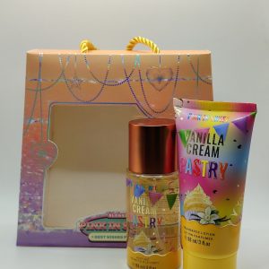 Pink In Sweet Vanilla Cream Perfume Set for women, Body Cream 88ml and Perfume Mist 88ml for women with fresh natural floral fragrances