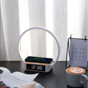 3 Gear Light Adjustment Multifunctional Bedside Lamp + Wireless Phone Charging + Clock Home Appliance