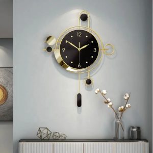 Home Decor Modern Large Luxury Wall Clock With Metalic Art