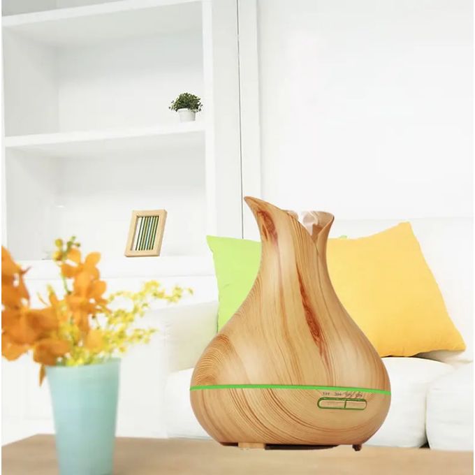 Essential Oil Diffuser 7 Color Lights Wood Grain 400ML Capacity Aromatherapy Oil Diffuser For Home, Business, Baby Rooms - Wood Grain Color - Image 3