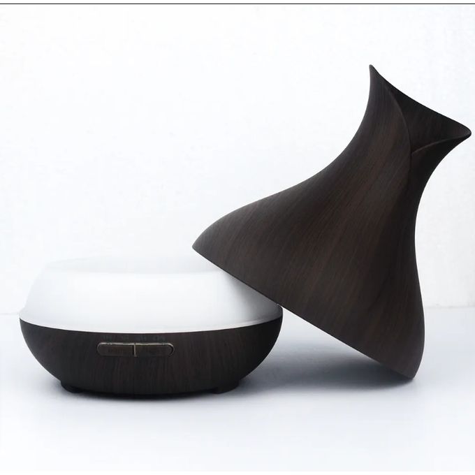 Essential Oil Diffuser 7 Color Lights Wood Grain 400ML Capacity Aromatherapy Oil Diffuser For Home, Business, Baby Rooms - Black - Image 4