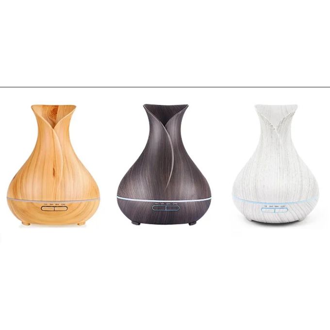 Essential Oil Diffuser 7 Color Lights Wood Grain 400ML Capacity Aromatherapy Oil Diffuser For Home, Business, Baby Rooms - Black - Image 7