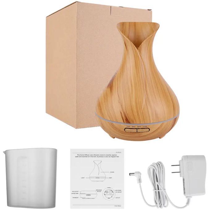 Essential Oil Diffuser 7 Color Lights Wood Grain 400ML Capacity Aromatherapy Oil Diffuser For Home, Business, Baby Rooms - Wood Grain Color - Image 6